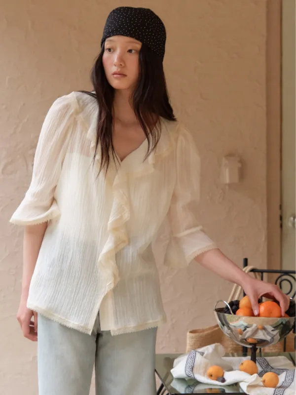 Summer Antique Waving Blouse_2Color
