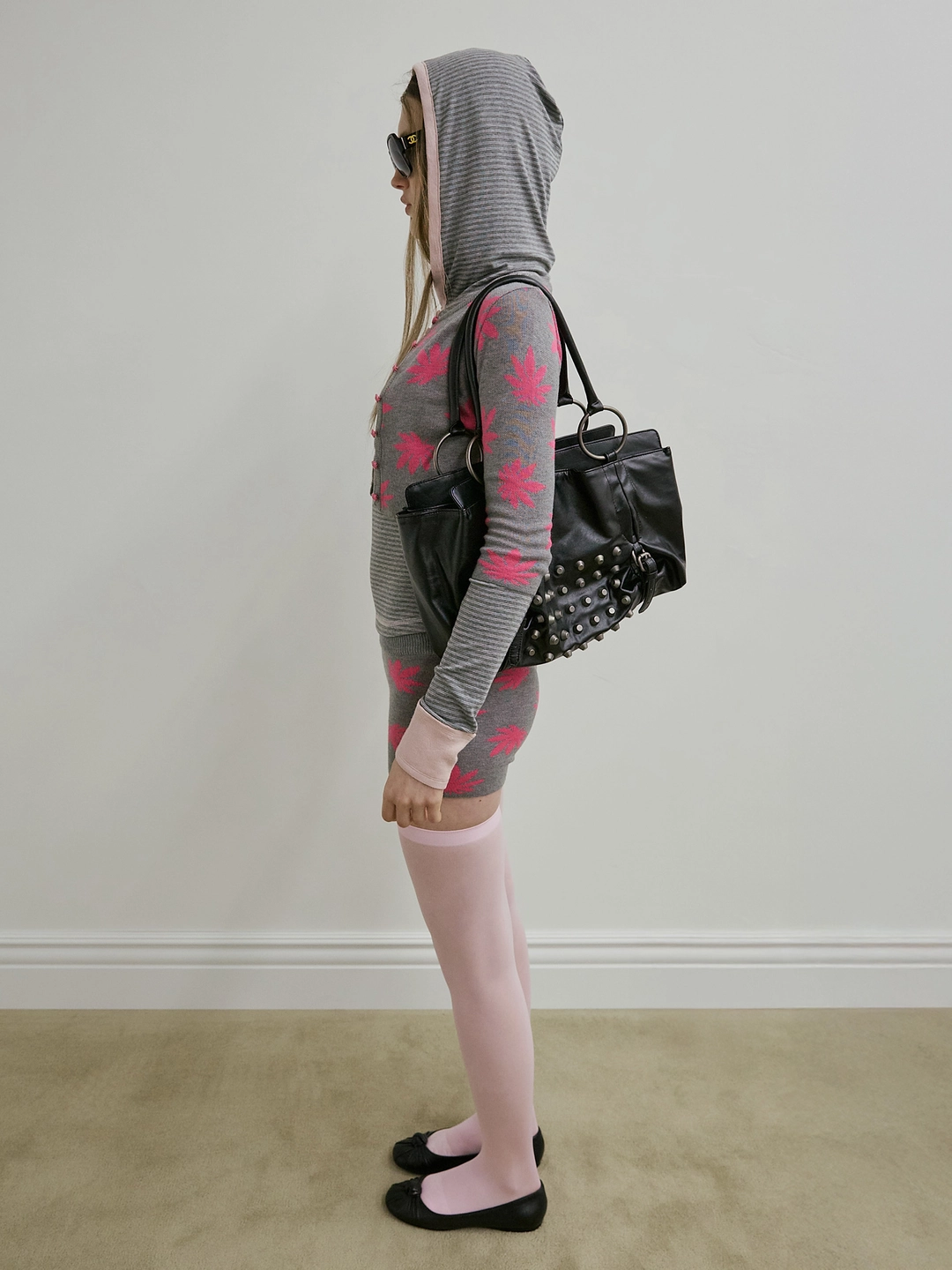 스컬프터 Striped Button Down Hoodie Melange Gray 상품 이미지 3