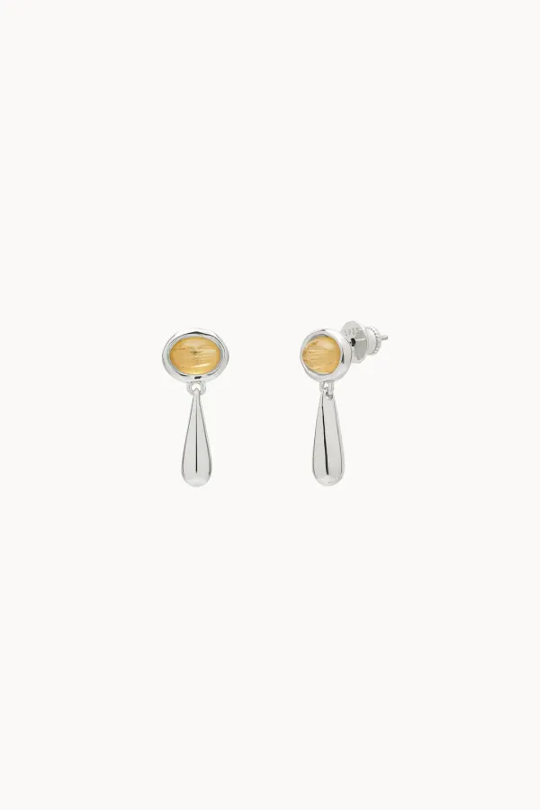 [VEI] 925silver DROP BAR STONE EARRINGS _ RUTILATED QUARTZ_OD3A2MEA91