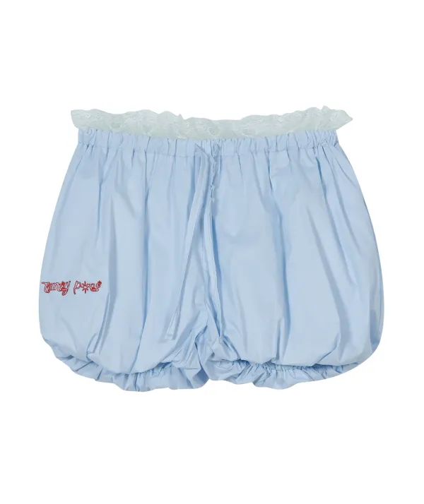 Lace Trim Balloon Shorts [Sky Blue]