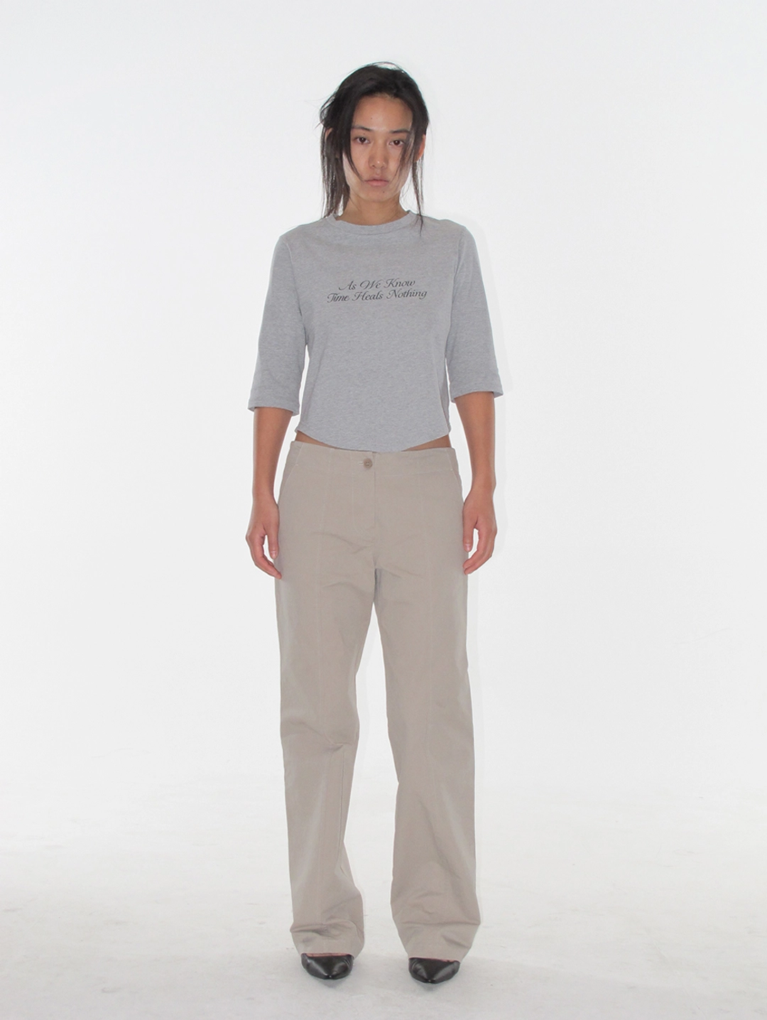 쏘딩키브레드 Nothing Printing Gray T-shirt 상품 이미지 1