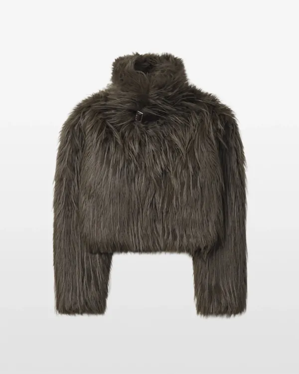 FLUFFY LONG HAIR FUR JACKET (mocha brown)
