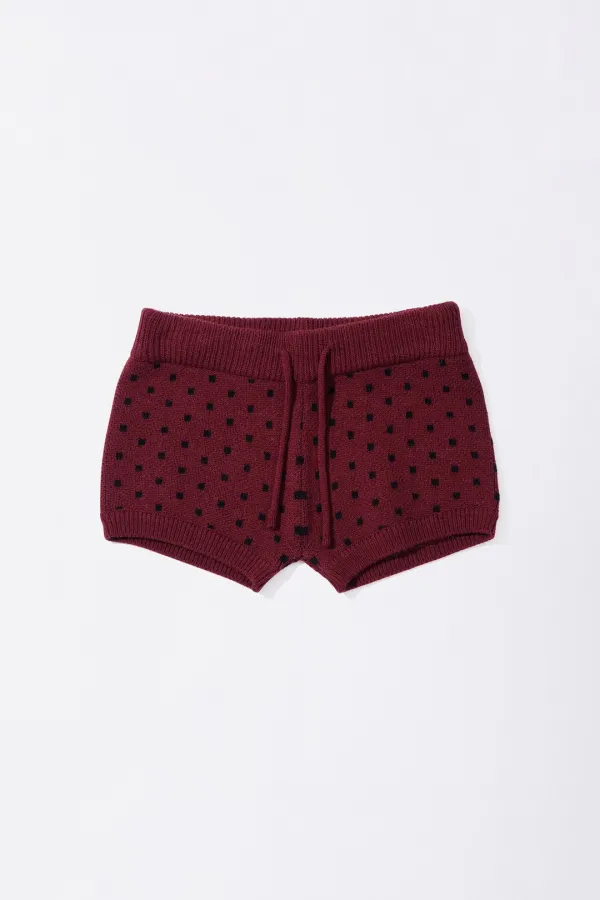 Snowflake Knit Shorts Ladybug