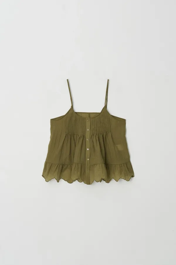 [2차] Pleated Embroidered Bustier (khaki)