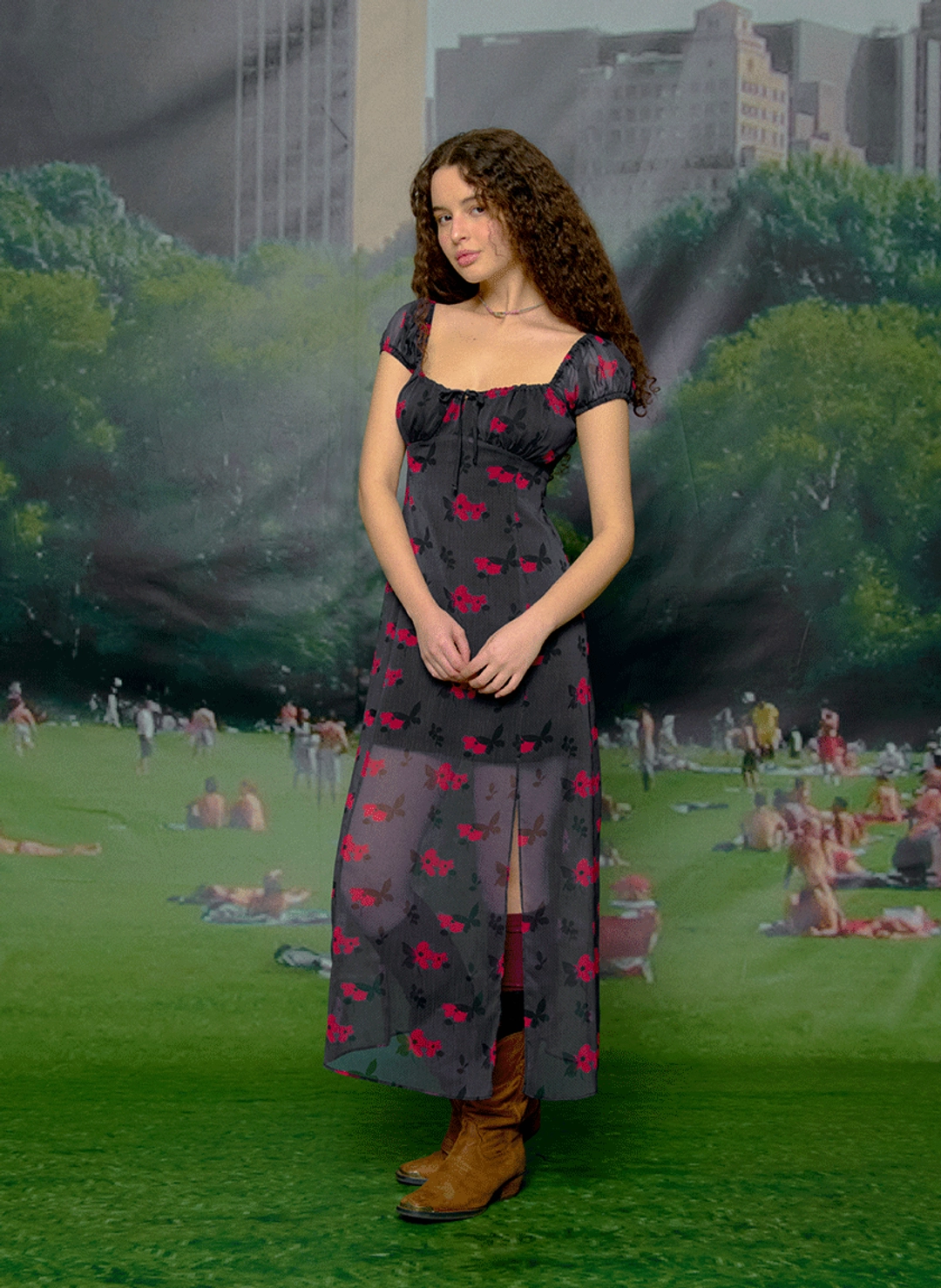 루루서울 Butterfly Night Rose Dress (Charcoal) 상품 이미지 2