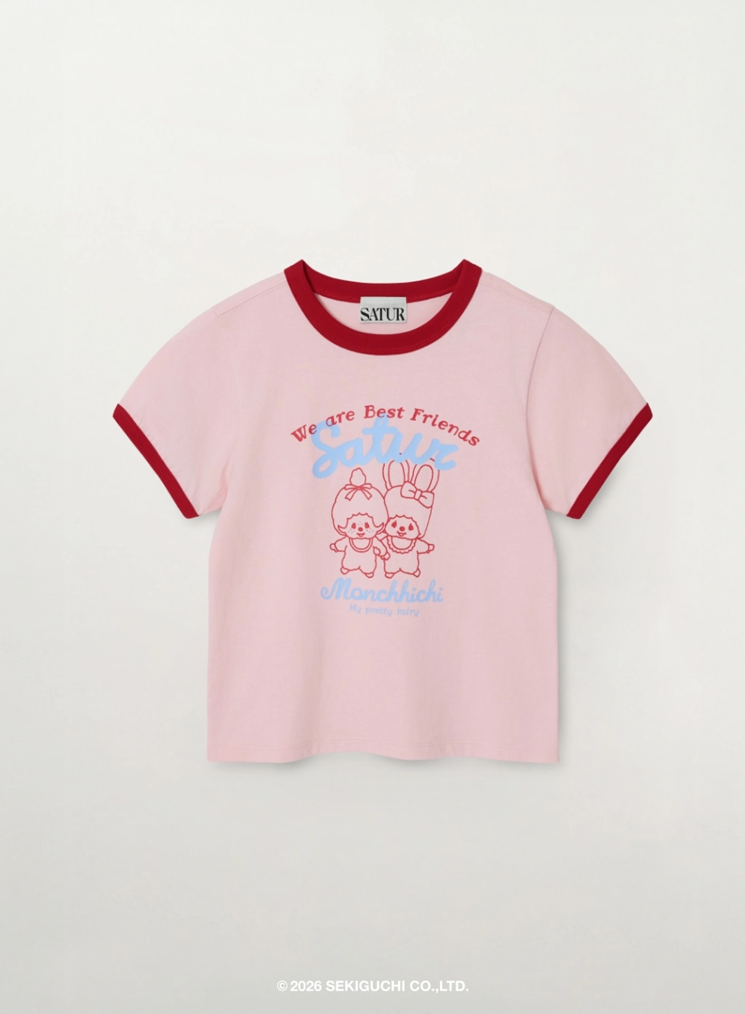 세터 (K) Satur X Monchhichi Ringer T-Shirt - Pink 상품 이미지 1