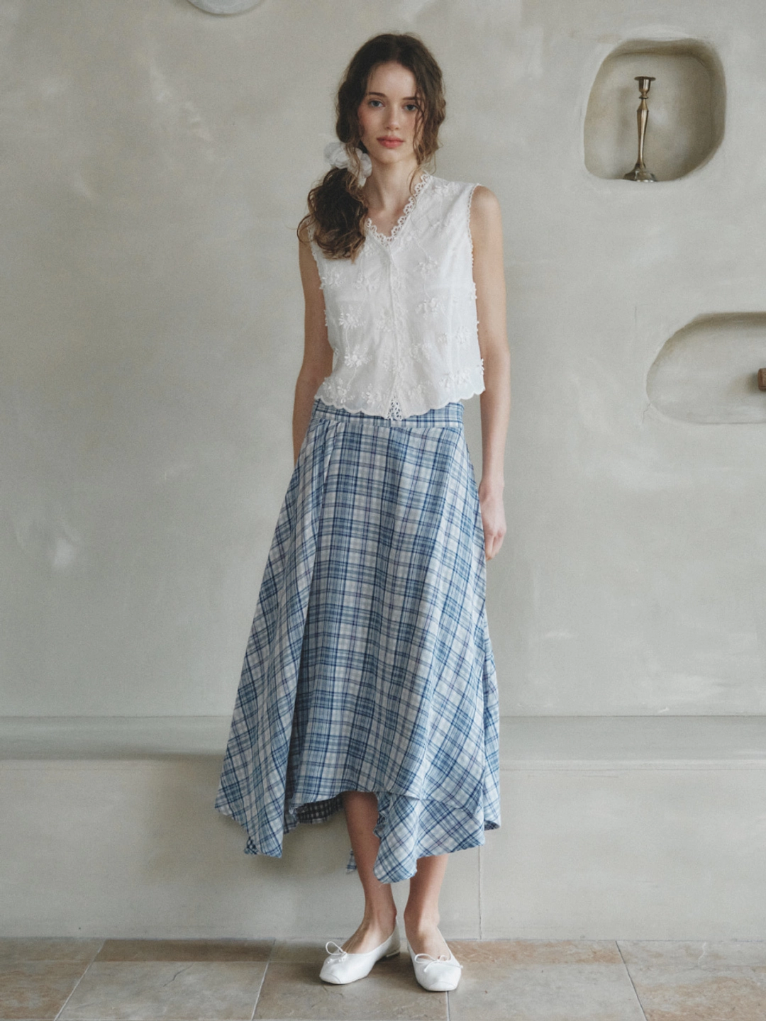 르니나 VERONI check wrap flare skirt_blue check 상품 이미지 2