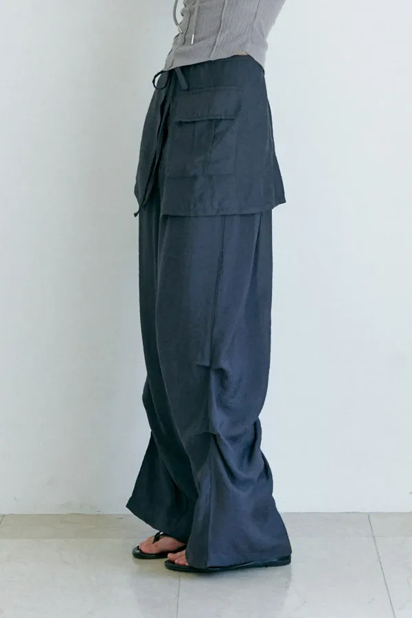 LAYERED SKIRT PANTS / CHARCOAL