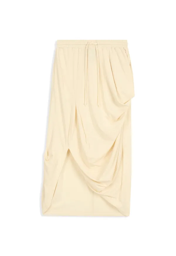 DRAPED COTTON SKIRT, LIGHT YELLOW