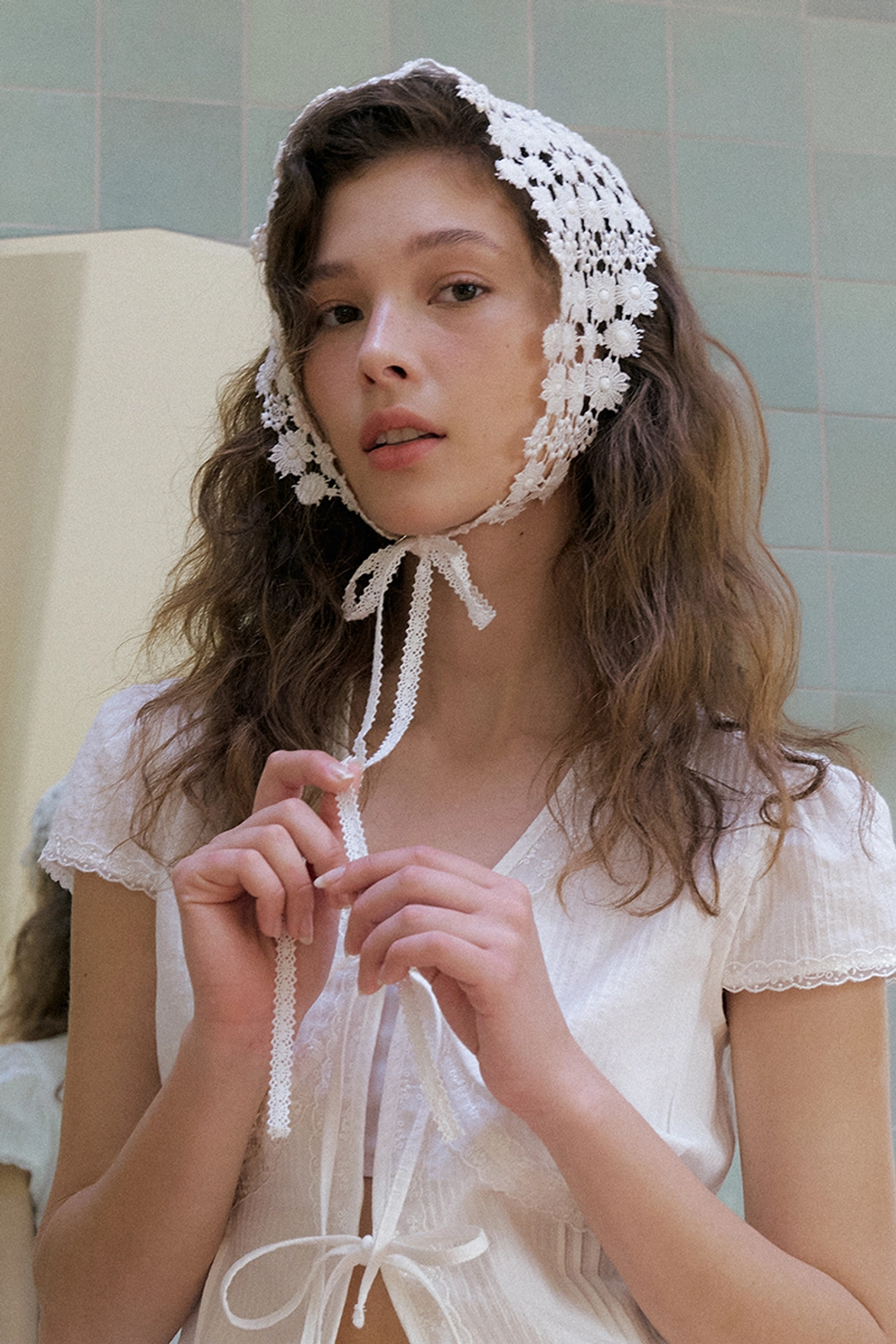루시르주 Lace Scarlett Bandana (ivory) 상품 이미지 1