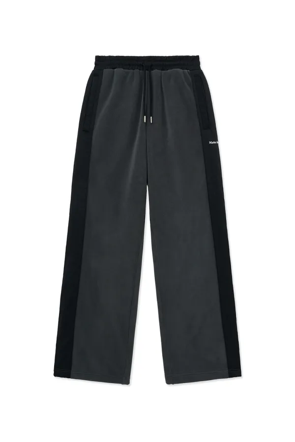 SHERPA FLEECE DRAWSTRING PANTS IN CHARCOAL