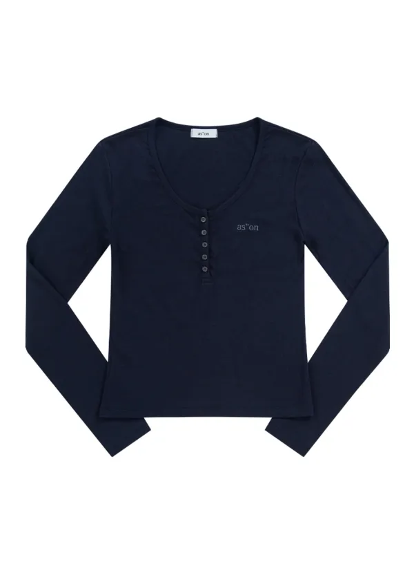 LEA BUTTON TEE / NAVY
