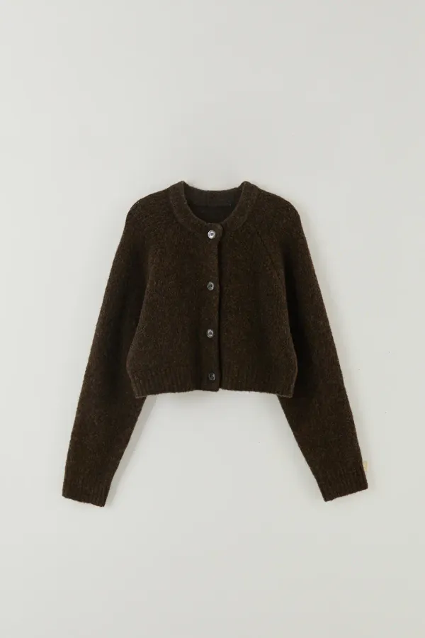 래글런 크롭 가디건 BROWN
