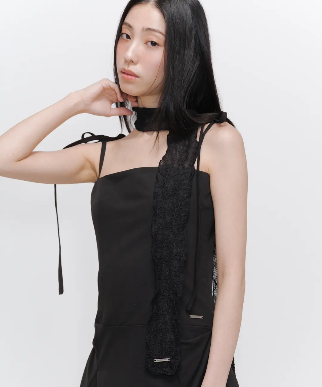 미세키서울 Lace sheer scarf BLACK 상품 이미지 2
