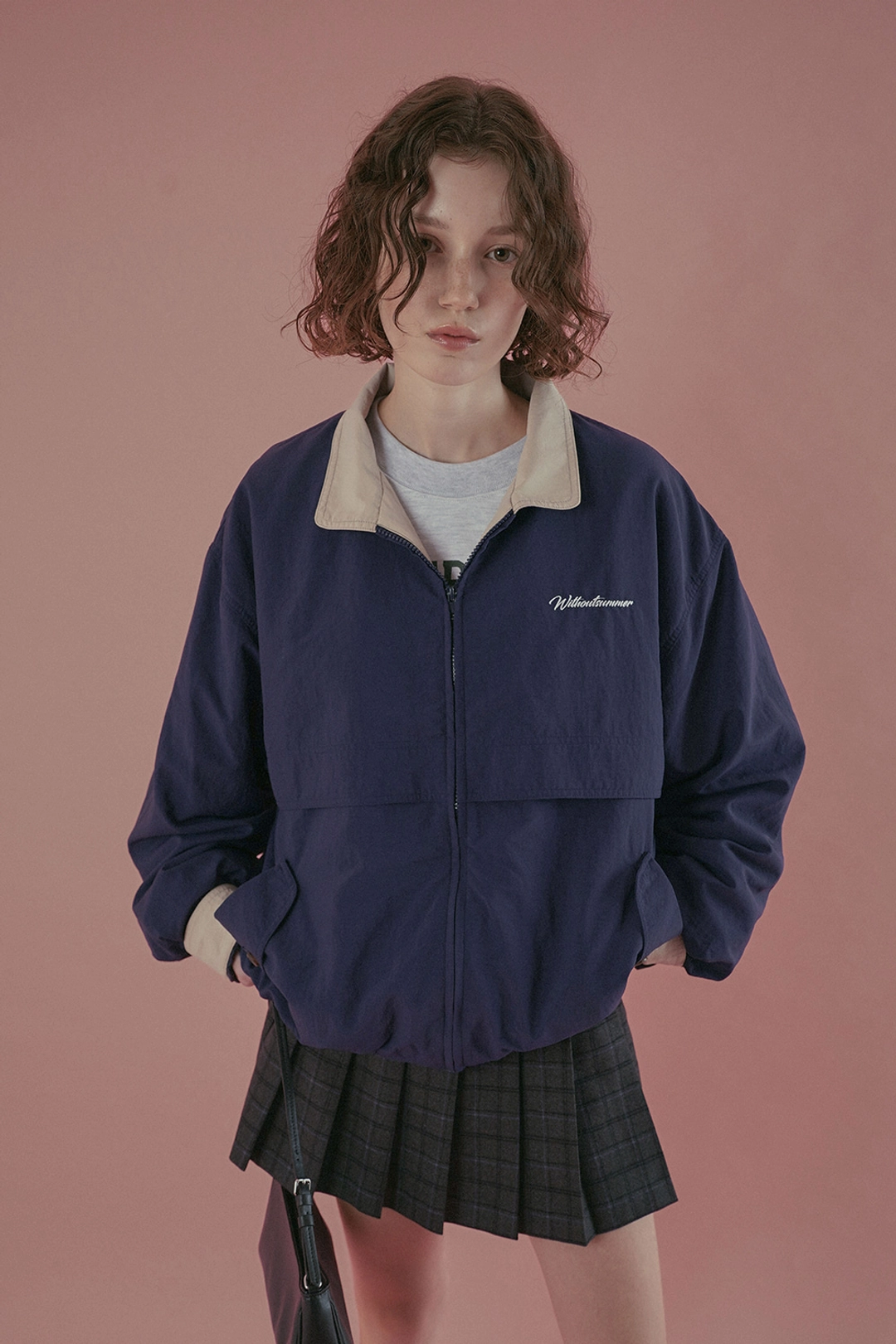 위드아웃썸머 Two-tone line wind jacket_navy 상품 이미지 2