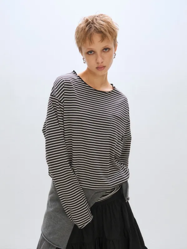[PLZPROJECT][2차] LOOSE STRIPE LONG SLEEVE, CHARCOAL