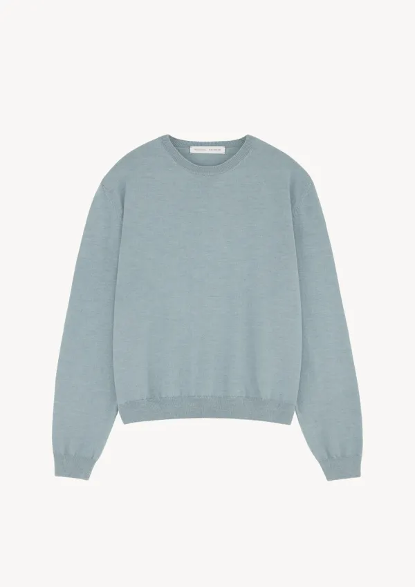 Merino Classic R-Neck Knit in Blue Gray
