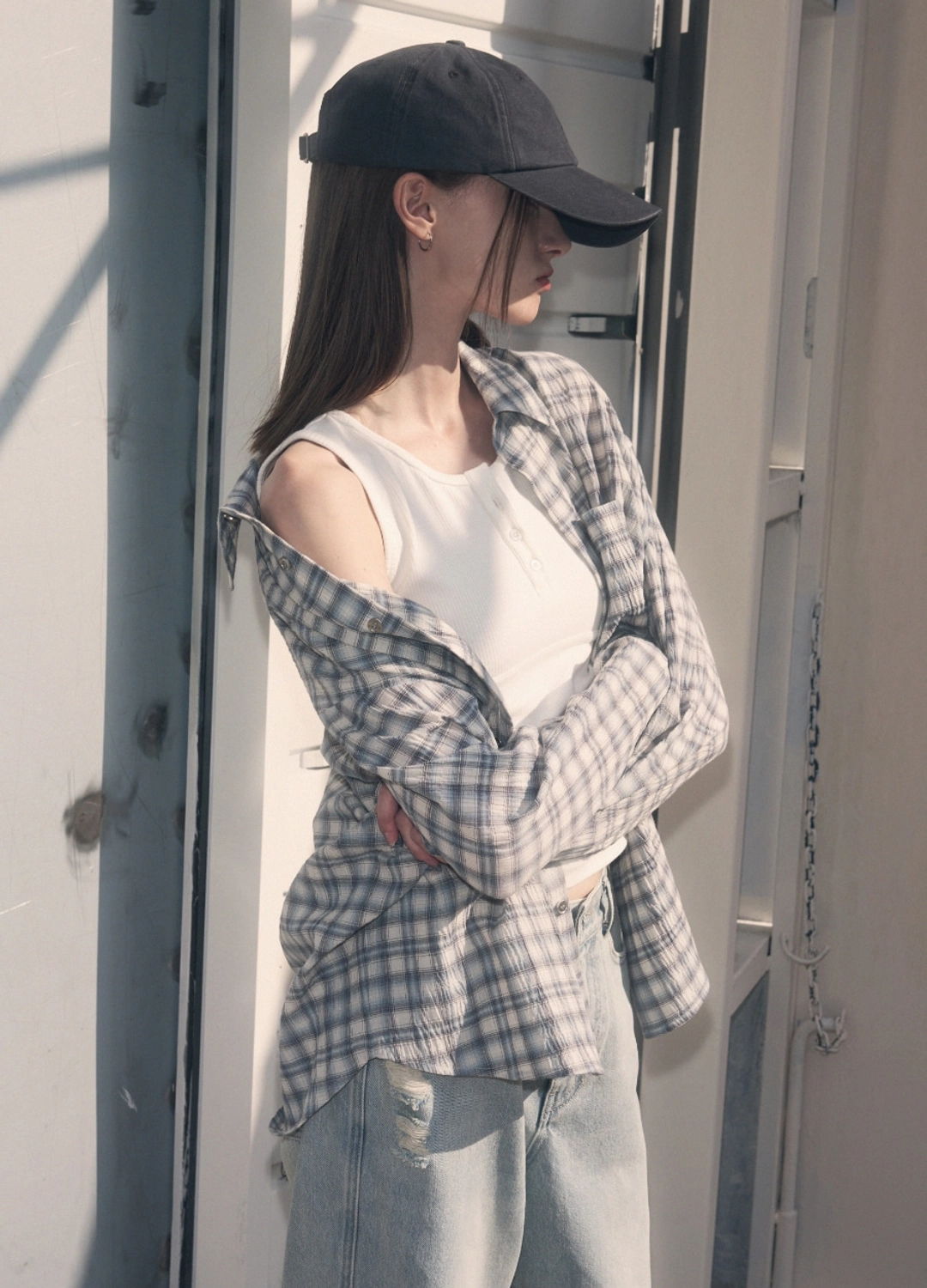 레더리 시어서커 포그 체크 셔츠 [BLUE] 상품 이미지 2