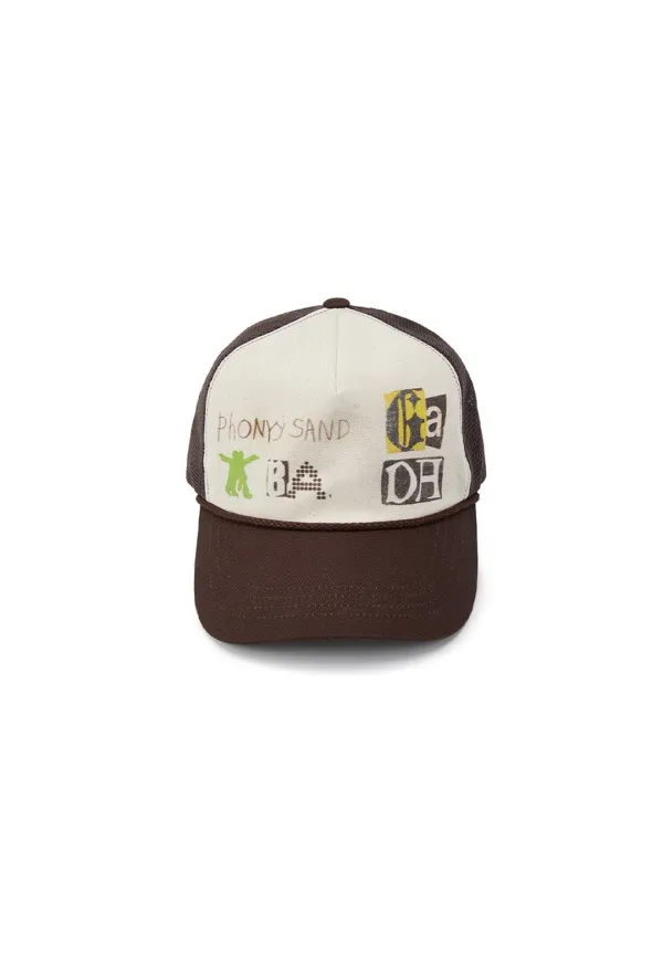 YY PHONETIC TRUCKER CAP, BROWN
