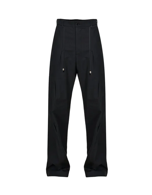 SCREW PIN TUCK WOOL SLACKS_BLACK