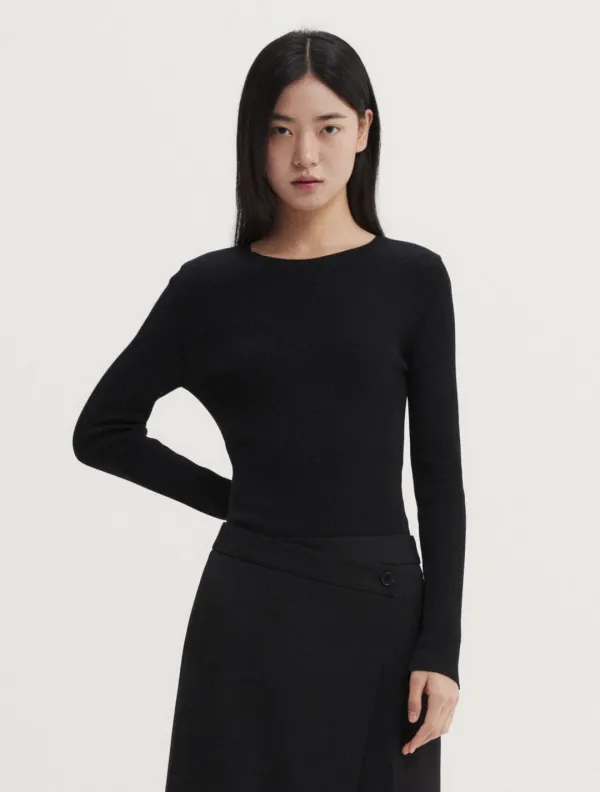 Kate Rib Knit Top (Black)