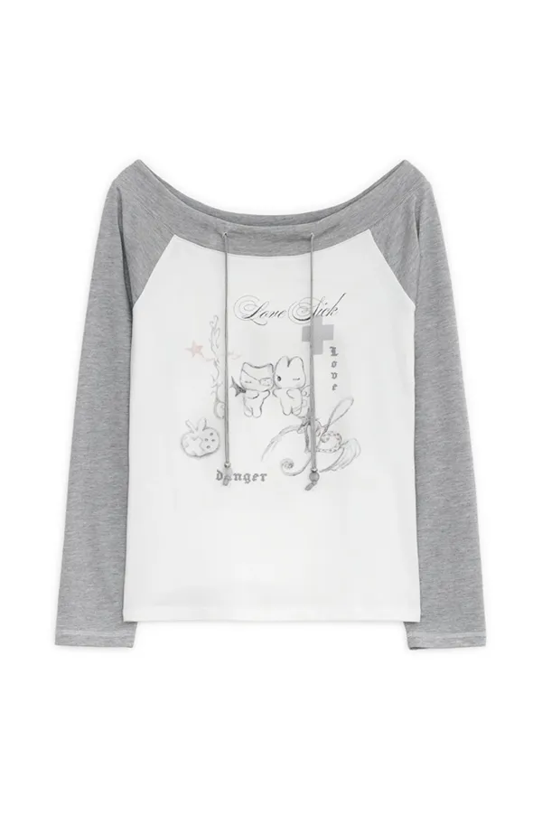 Love sick drawing off-shouler top (Ivory)