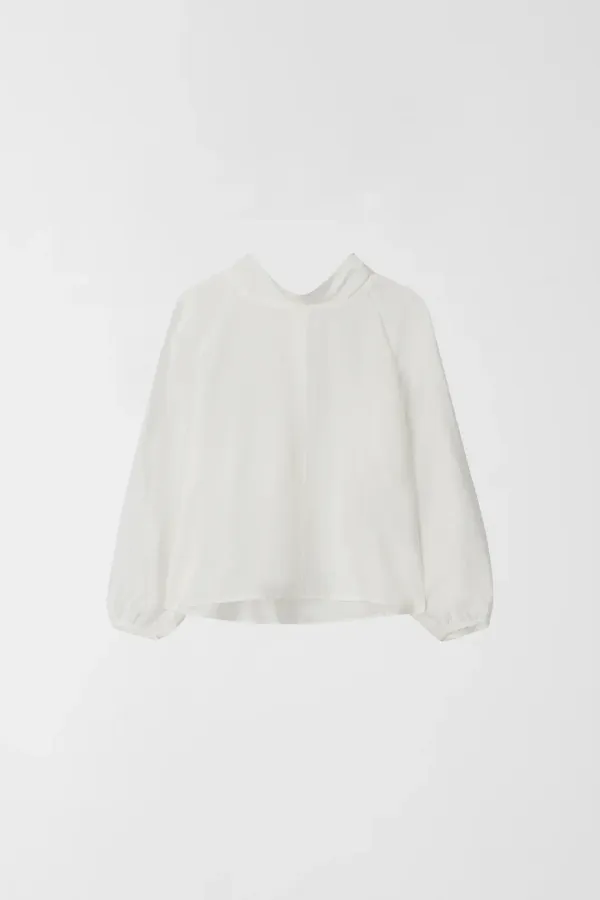 HIGH NECK TIE BLOUSE_IVORY_OD3C2MBL91IVY