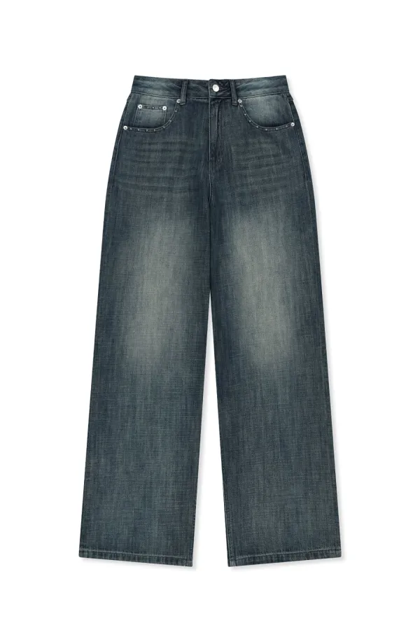 STUD POINT DENIM PANTS IN BLUE