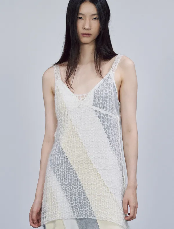 MOHAIR OPEN KNIT TOP [IVORY]