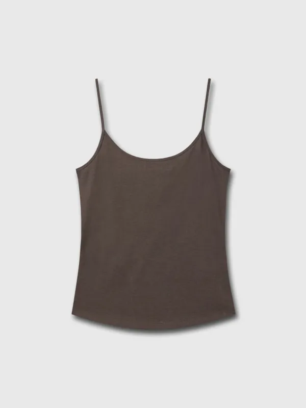 COTTON LYOCELL TANK TOP_ BROWN