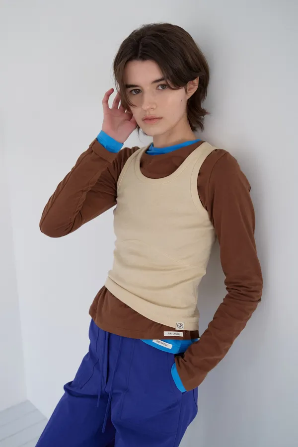 milly color sleeveless top_custard