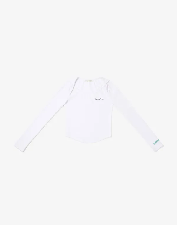 로고 보트넥 티셔츠 - 화이트