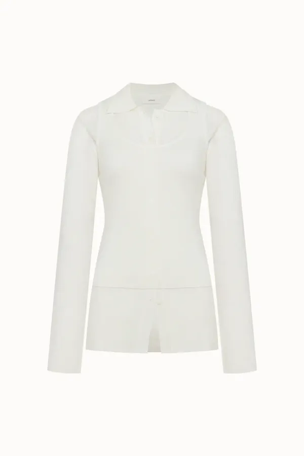 Ribbed Collar Cardigan Set-Up[LMBESPKN272]-Ivory