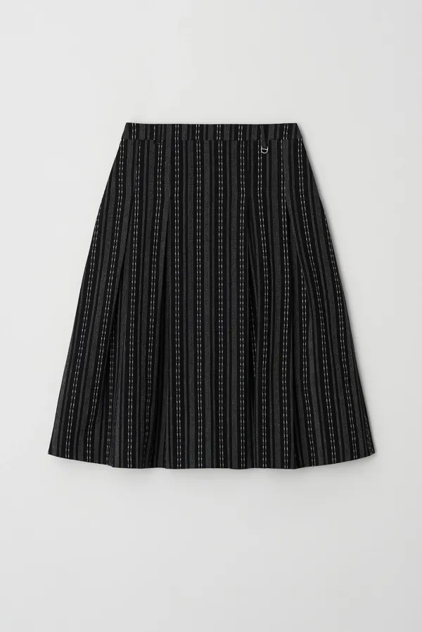 stitch pleats skirt - black