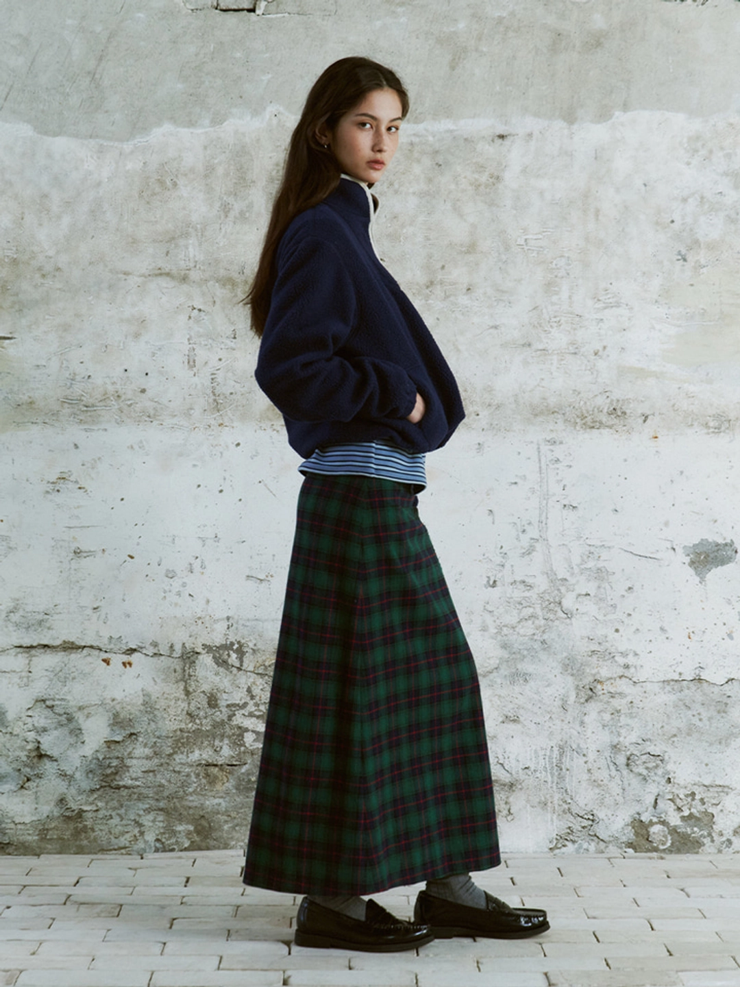 프리터 Tartan Check Maxi Skirt Green_F254SK01 상품 이미지 3