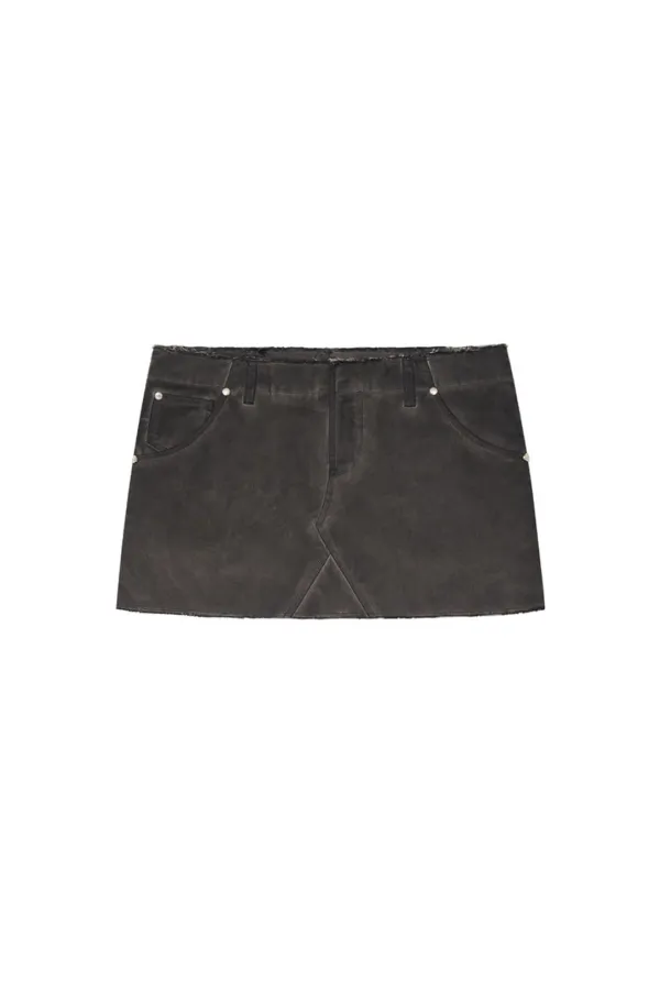 WASHED CUT-OFF MINI SKIRT (CHARCOAL)