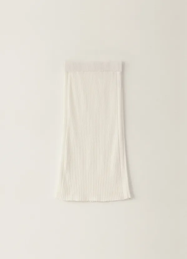 Ribbed Midi Skirt - White