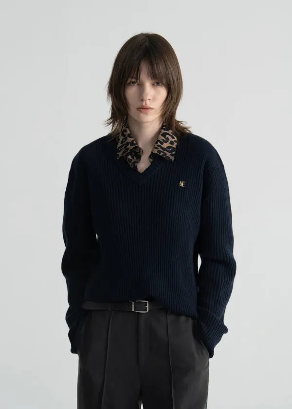 COMMANDO V-NECK SWEATER - NAVY