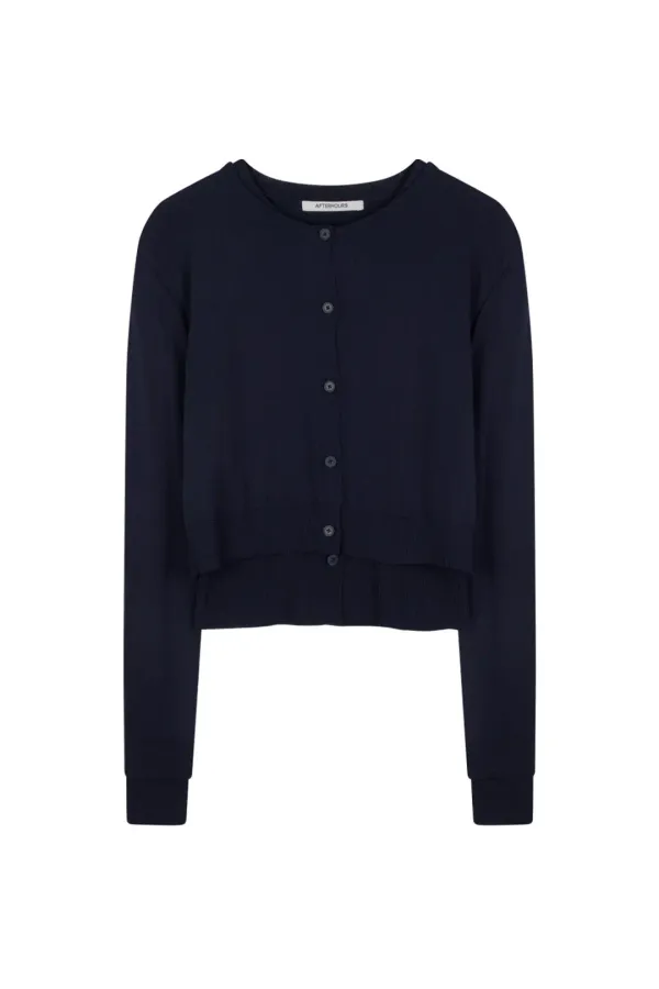 DOUBLE LAYERED KNIT CARDIGAN (NAVY)
