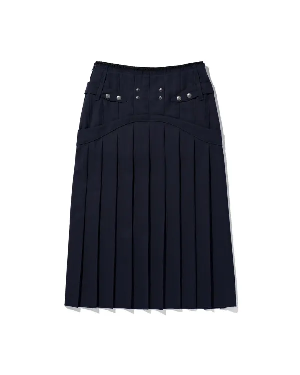 LAYERED PLEATED MAXI SKIRT_DEEP NAVY