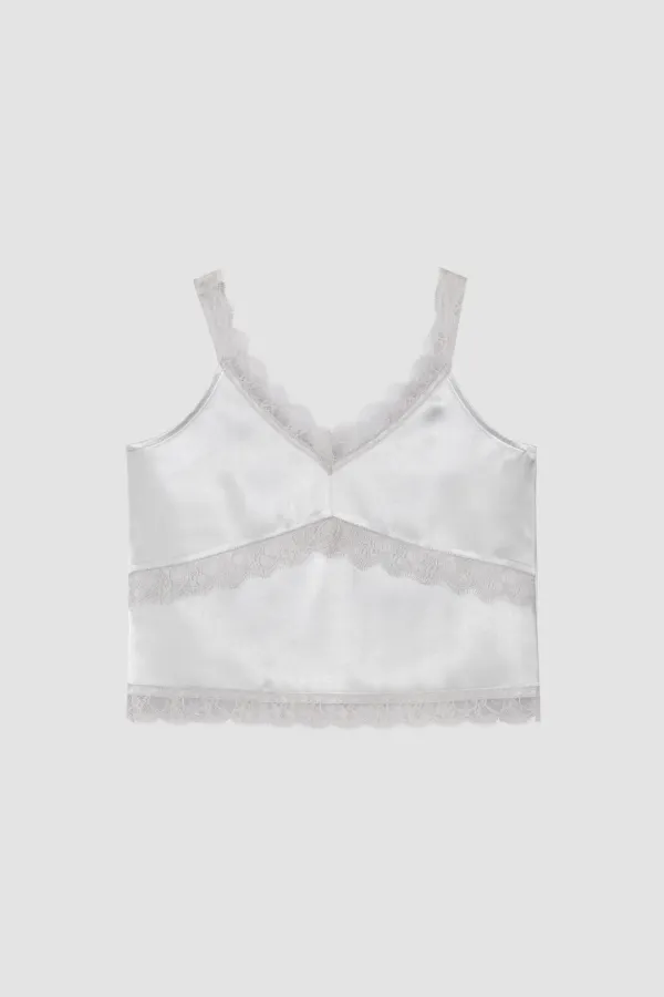 LACE SATIN SLEEVELESS_SILVER