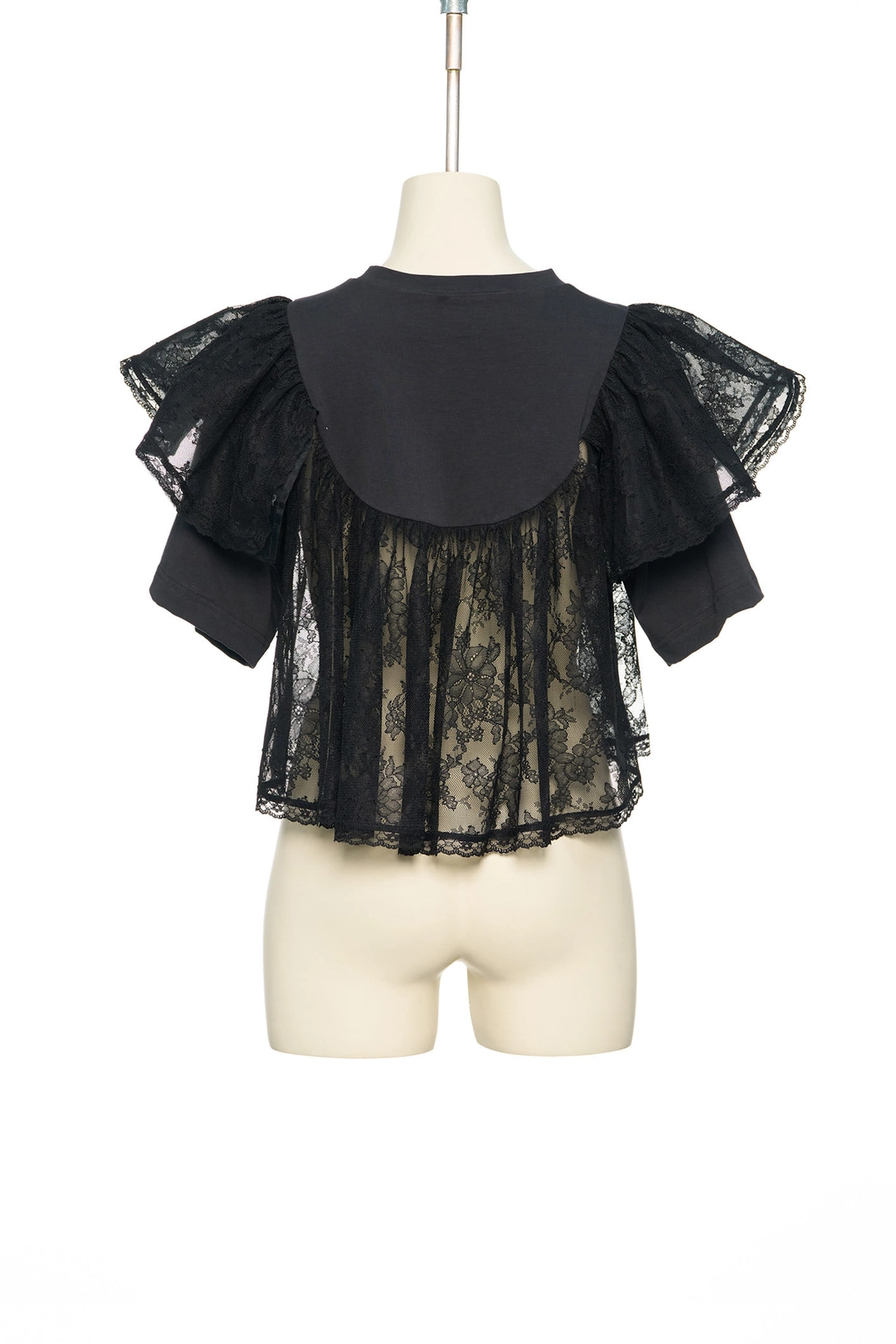 푸쉬버튼 PS26 BLACK CROPPED LACE LAYERED TOP 상품 이미지 3