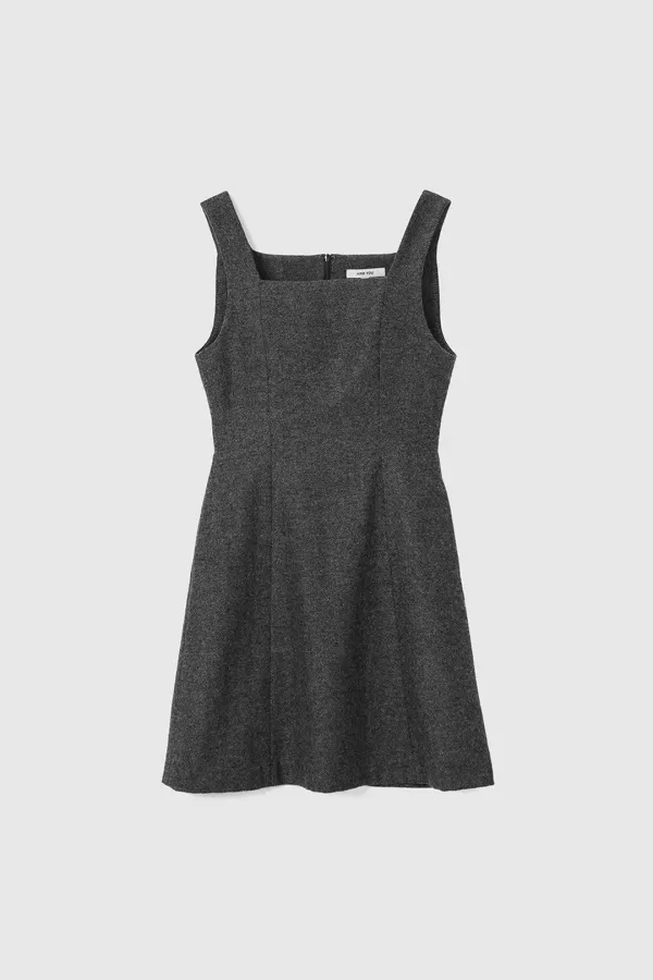 카스텔레 스퀘어넥 플레어 원피스 (Charcoal)