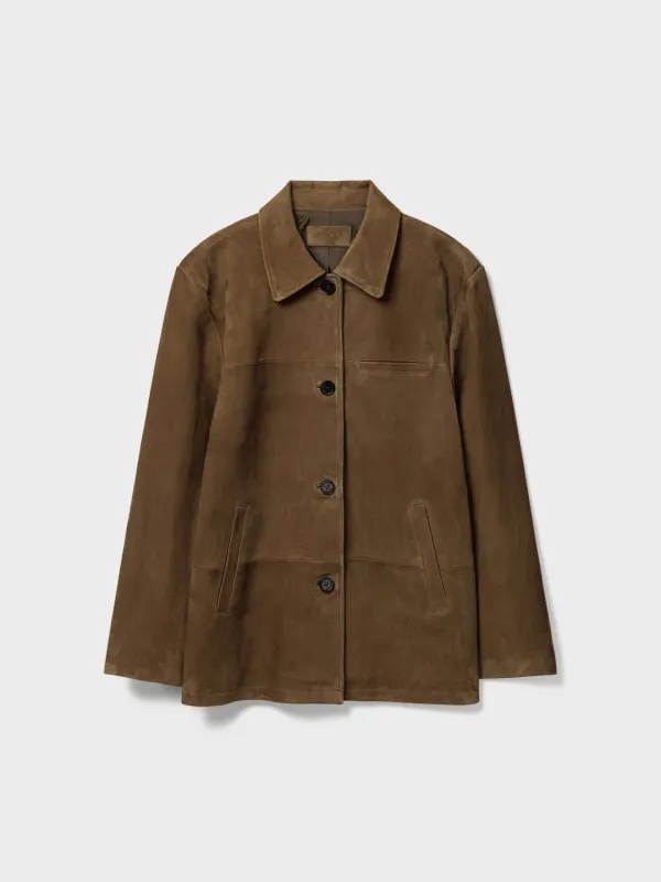 Real Leather Work Jacket_Brown Suede