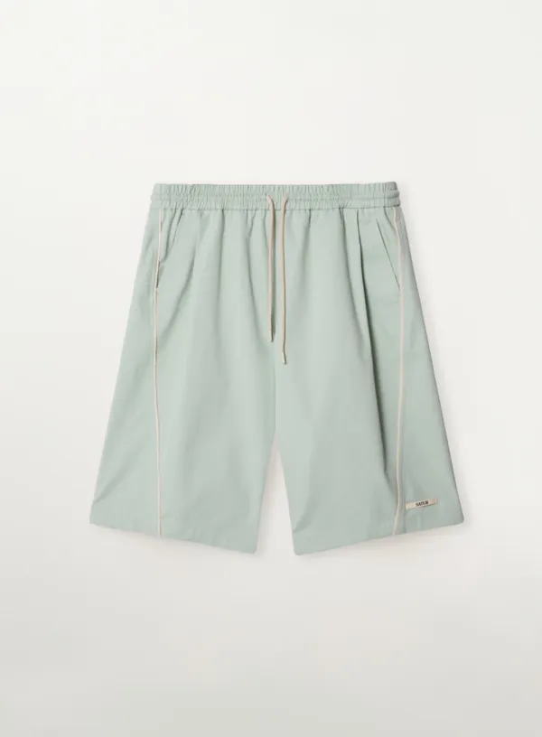 Side Tuck Curved Bermuda Pants - Mint