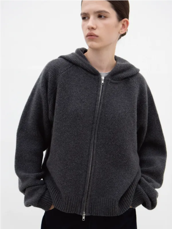 2nd /Kaneko andu knit Zip-up Hoodie (deep grey)