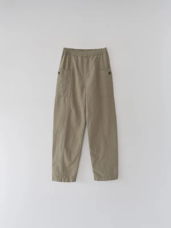 Linen Cargo Easy Pants (Olive)