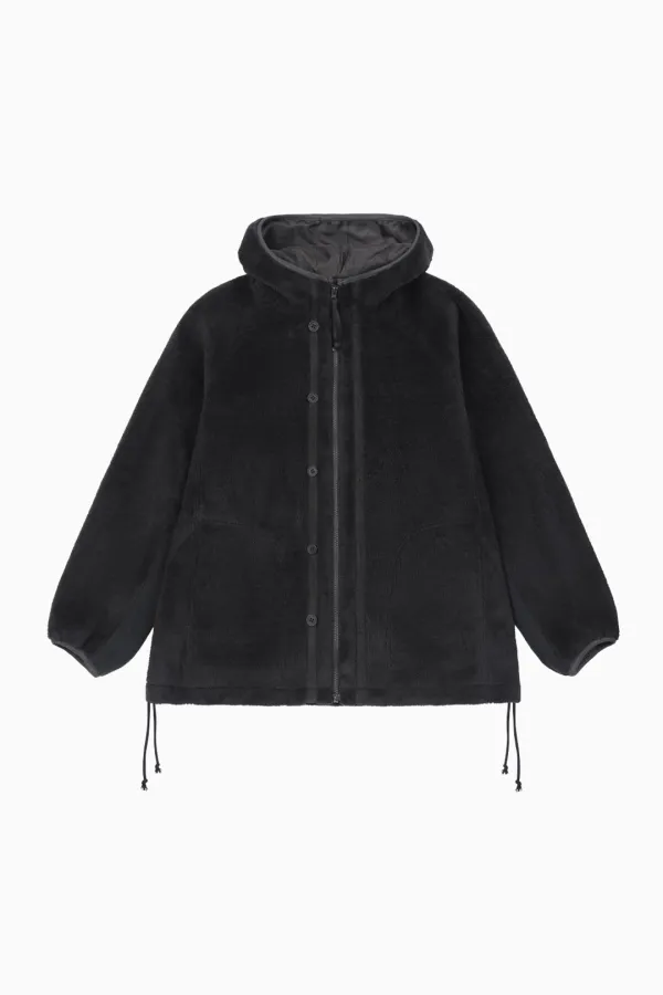 HAIRY HOODED ZIP-UP, NAVY