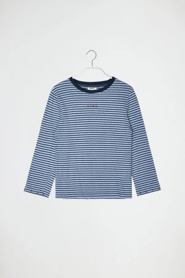 STRIPED 3/4 SLEEVE T-SHIRT - BLUE