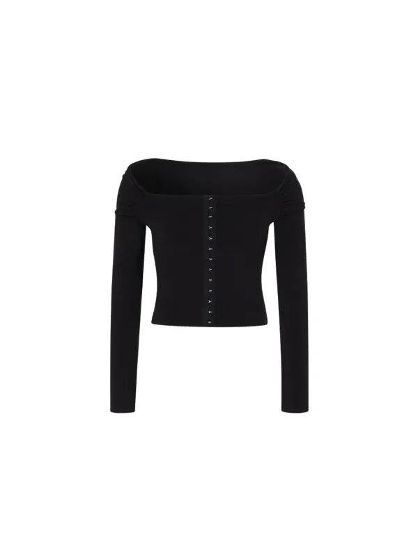 Off shoulder shawl top (Black)